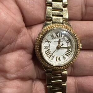 Runs Michael Kors 27mm Camille Womens‎ Stainless Steel Gold Dial Watch MK3252